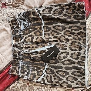Dolce Gabbana Leopard Print Denim Mini